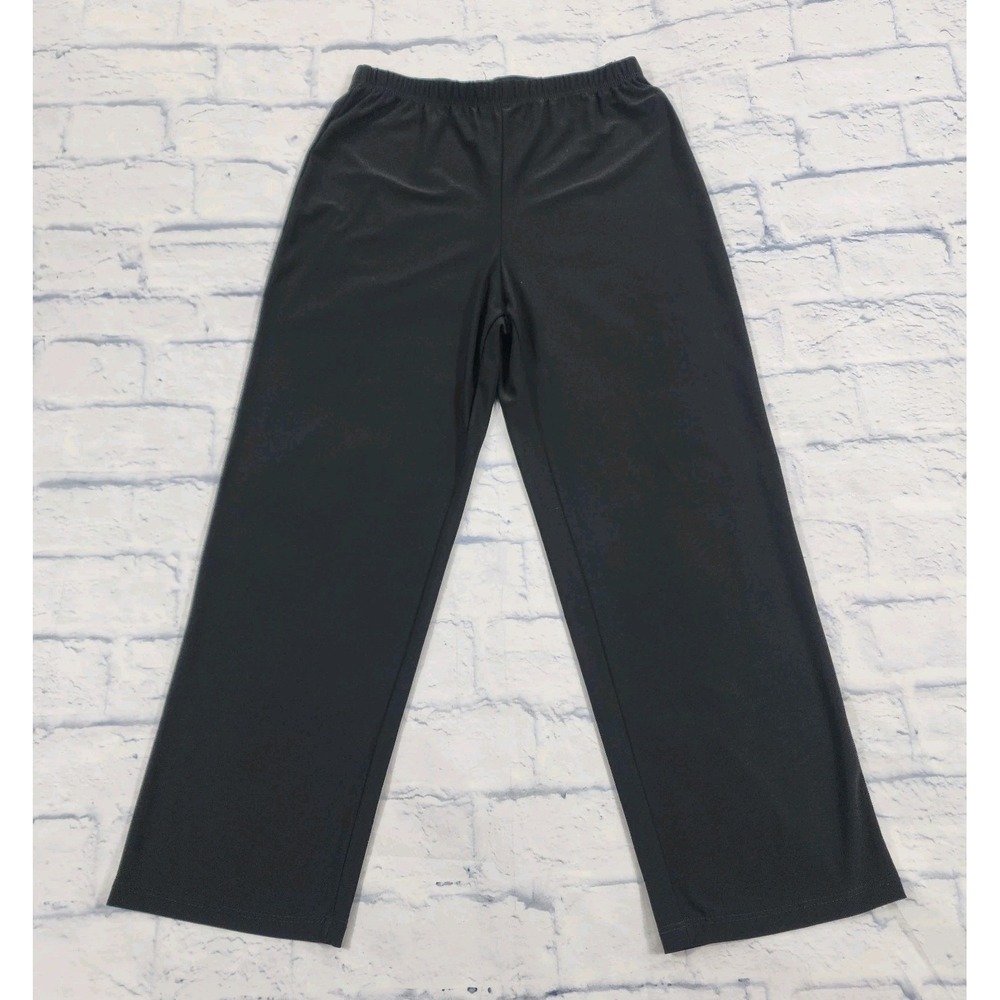 Slinky Brand Pants Women Small Black Elastic Waist Wide Leg Travel Comfort USA